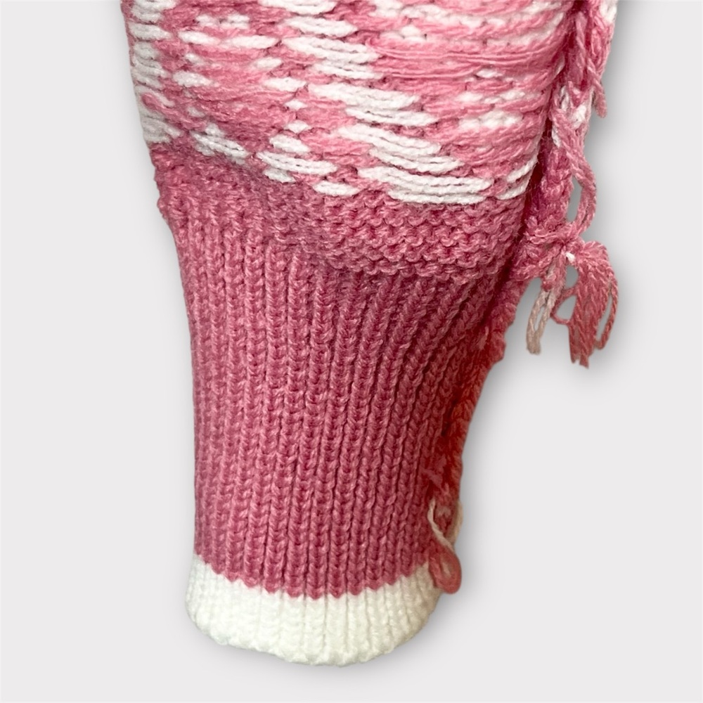 Vintage Pink Nordic Pattern Sweater Cozy Cottagecore Knit Pullover Large - Picture 10 of 12